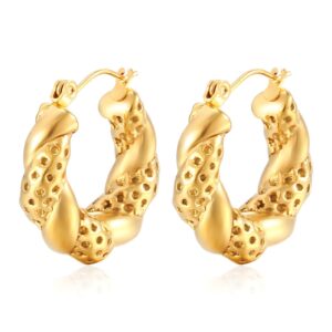 88010-0 18K Triple Layer Gold Earrings