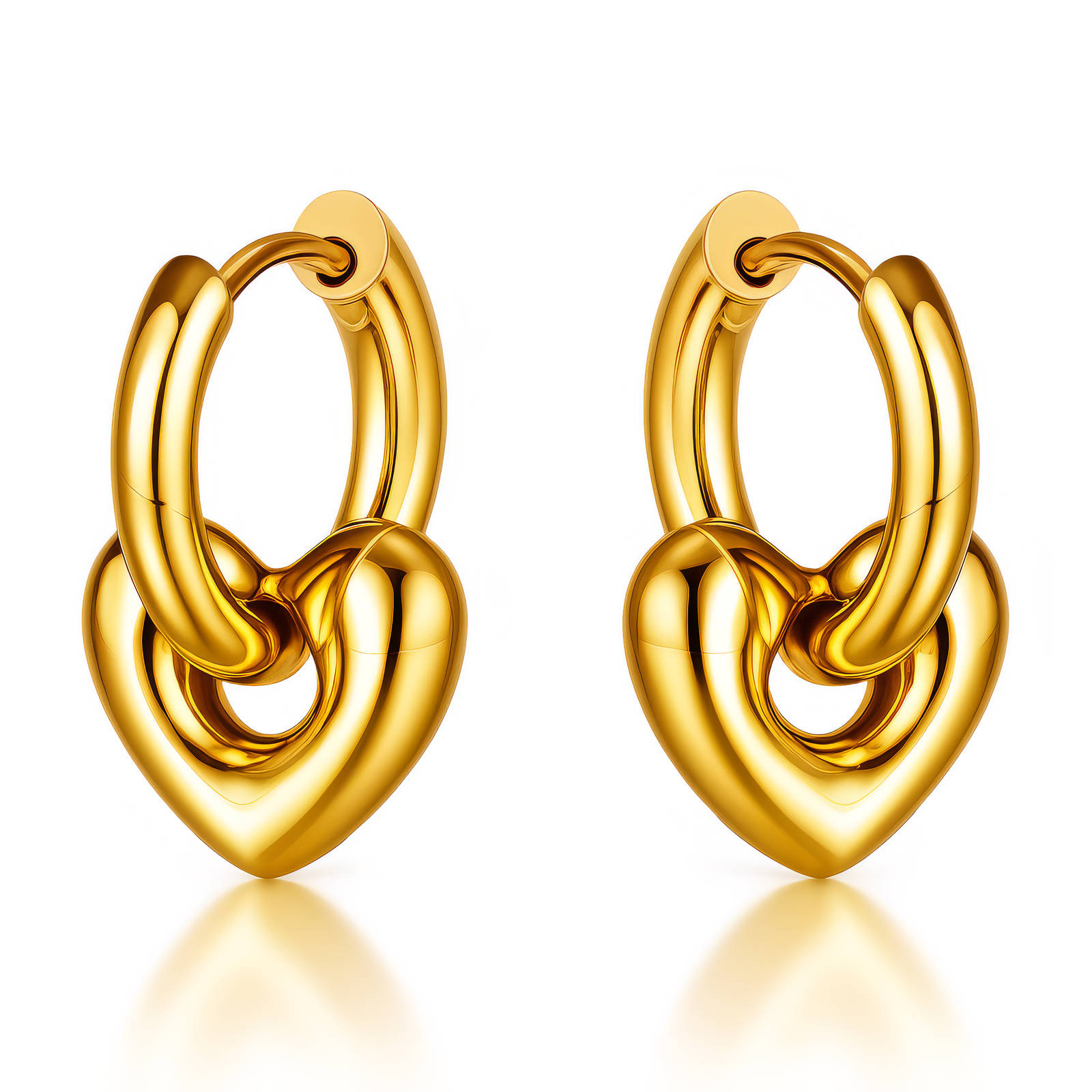 89530-0 18K Triple Layer Gold Earrings