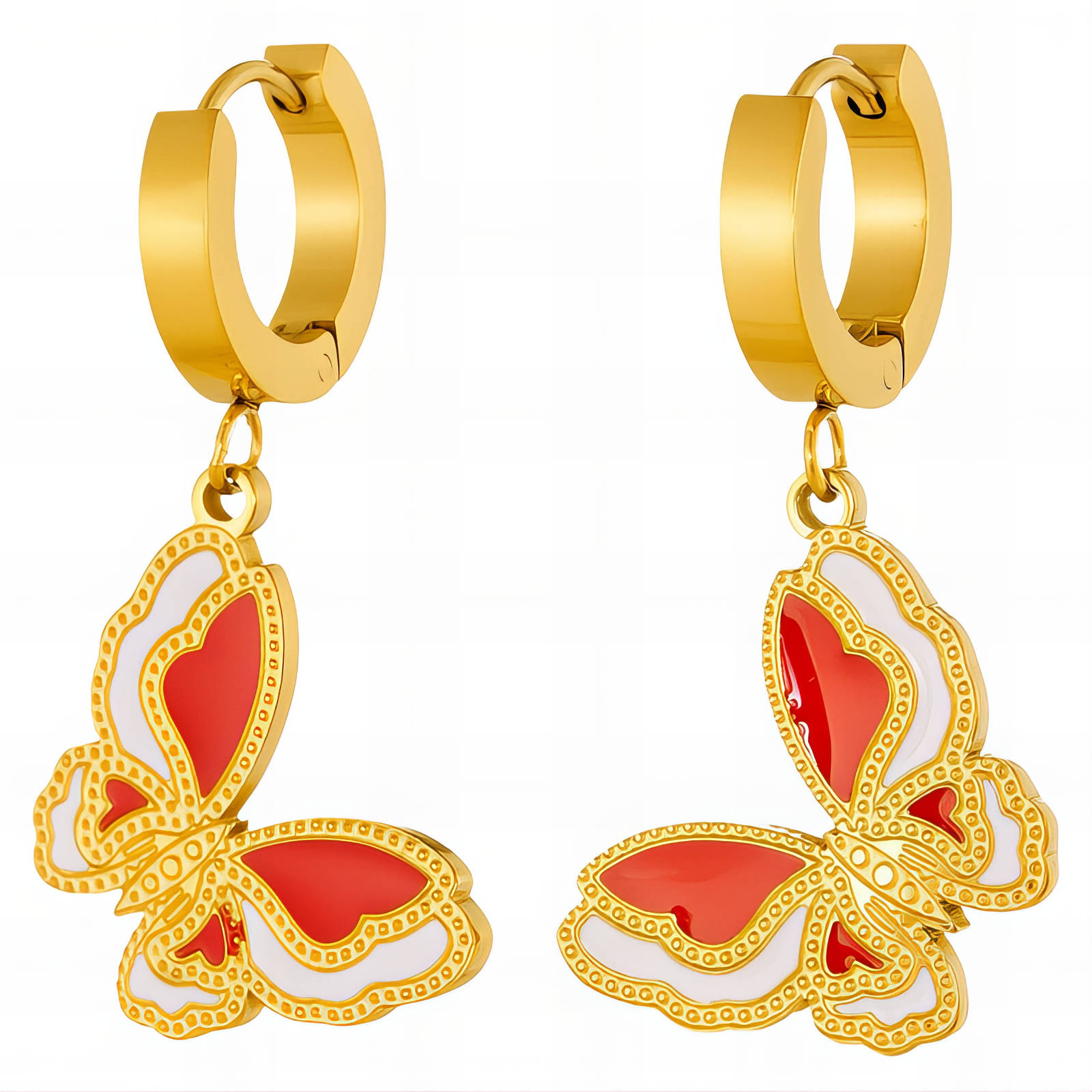91136-0 18K Triple Layer Gold Earrings
